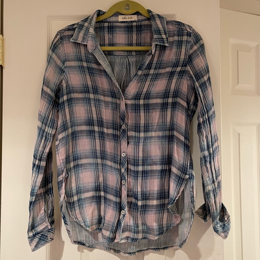 Bella Dahl Pink and Blue Button Down Top